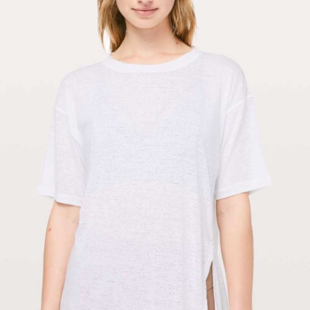 Lululemon Top, White , Sneak Out Short Sleeve, sz 6, great condition